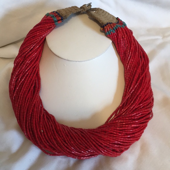 Vintage Mult-Strand Natural Coral Bead Necklace u